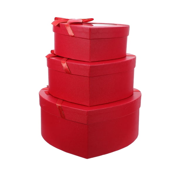 BESTYASH 3-Pack Heart Shaped Red Paper Boxes for Valentine’s Day Wedding Party Decorations
