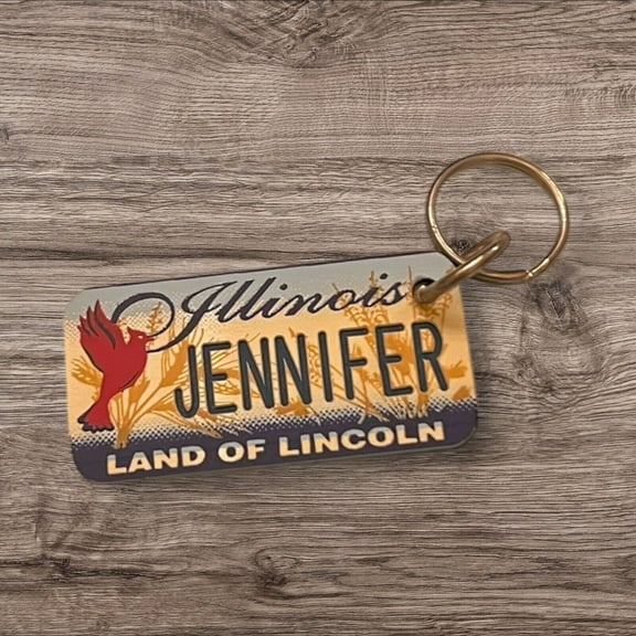 JENNIFER Name Keychain License Plate Illinois Land of Lincoln Great Holiday Gift