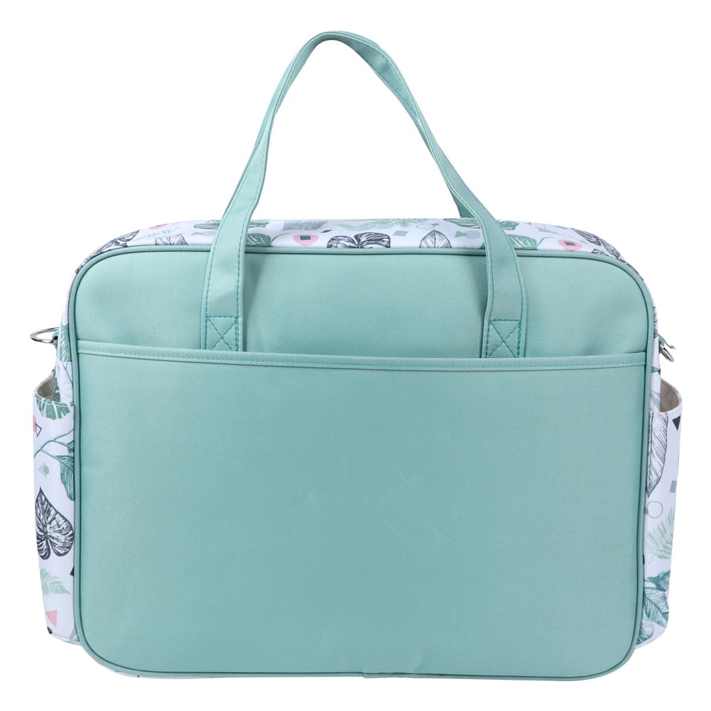 NFTIGB Waterproof Nylon Diaper Bag Messenger Tote for Baby Boys & Girls, Large Capacity Travel Mummy Bag with Fresh Green Leaves Print, 15.75 inches / 40 cm, Green