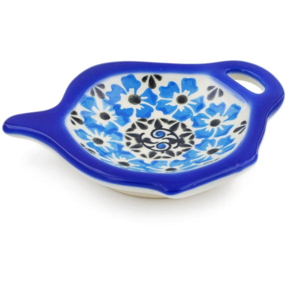 Polish Pottery 4¼-inch Tea Bag or Lemon Plate (Pansy Plenty Theme) Hand Painted in Boleslawiec, Poland Certificate of Authenticity