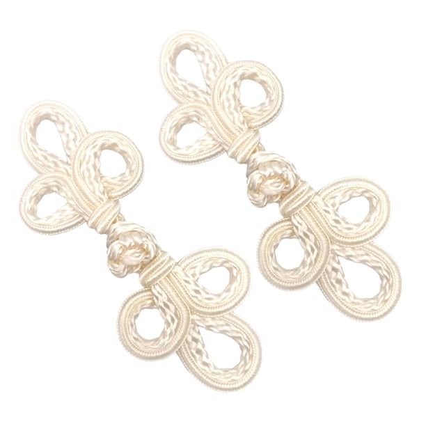 Botones de rana BLESIY con nudo chino 2 pares 6 x 14 cm beige