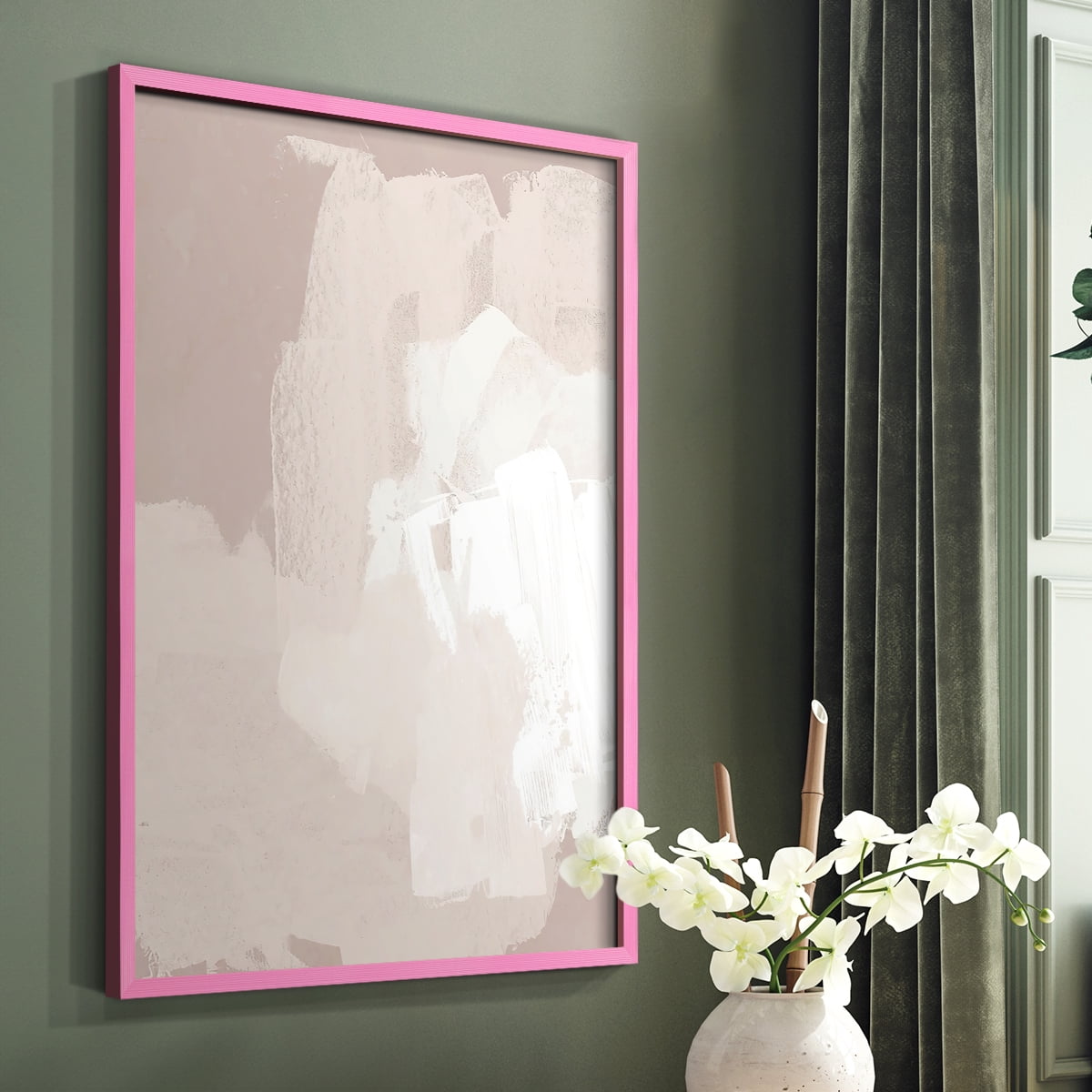 Cloud Slate II Framed Print in Pink Solid Wood Framed Print No Nail Hanging