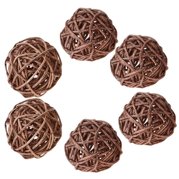 6 piezas mimbre, patio decorativo, jardín, boda de café Zulema Bola de vid de mimbre natural