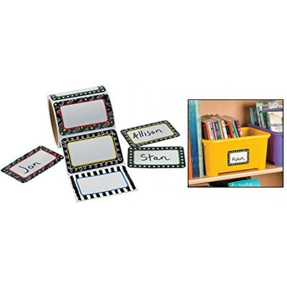 Black & White Name Tags (100 Pack) 3 1/2" X 2 1/4". Paper.