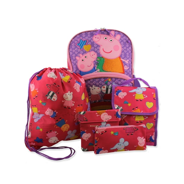 Peppa Pig Peppa Pig Girls 5 piece Backpack and Lunch Bag School Set