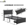 thumbnail image 5 of Bellemave  Metal Platform Bed Frame with Storage Drawer, Twin size  Platform Bed with Tufted Upholstered Headboard, Dark Gray, 5 of 9