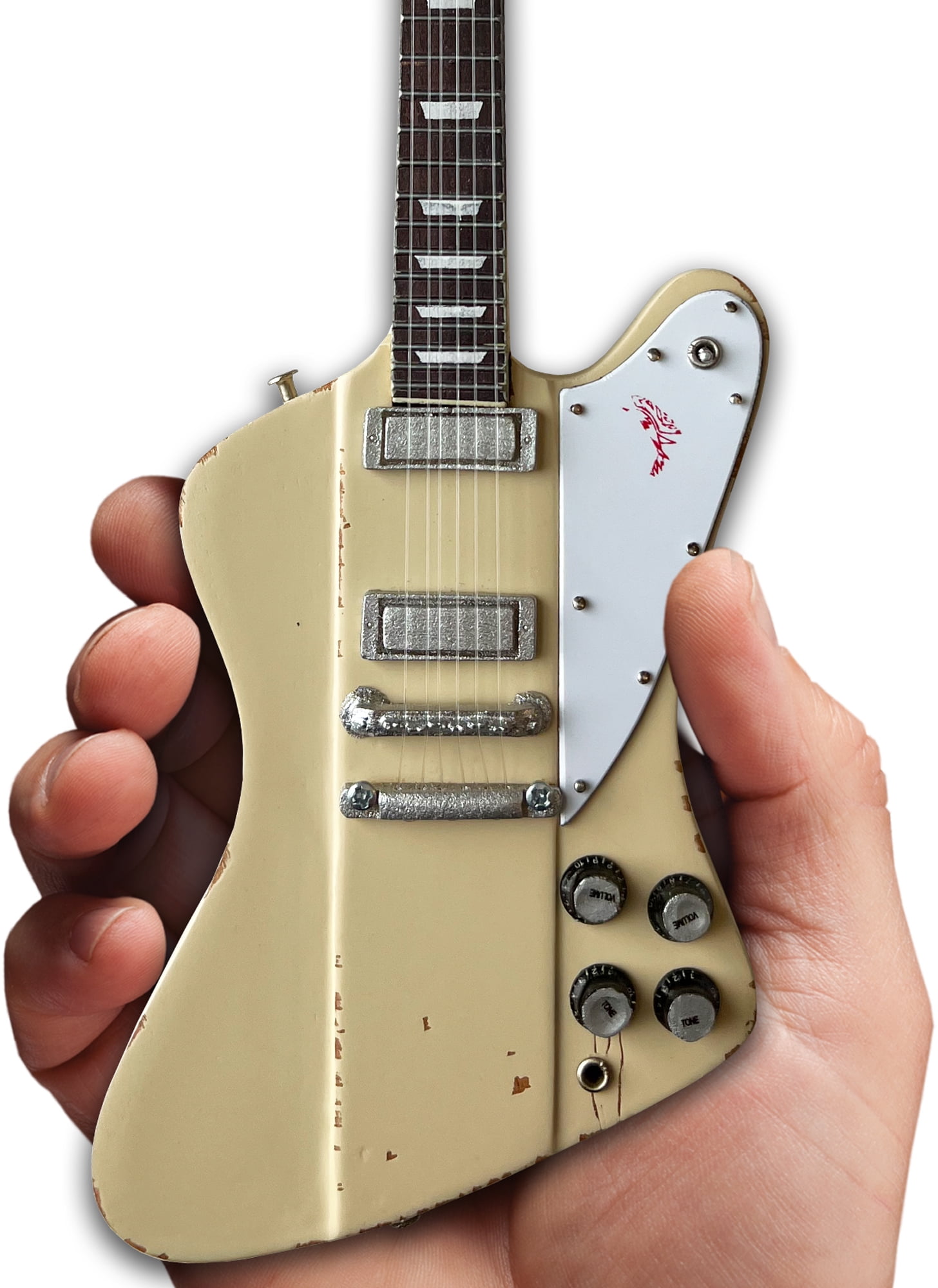 Johnny Winter 1964 Polaris White Gibson Firebird V Mini Guitar Replica Collectible, Axe Heaven, Gifts