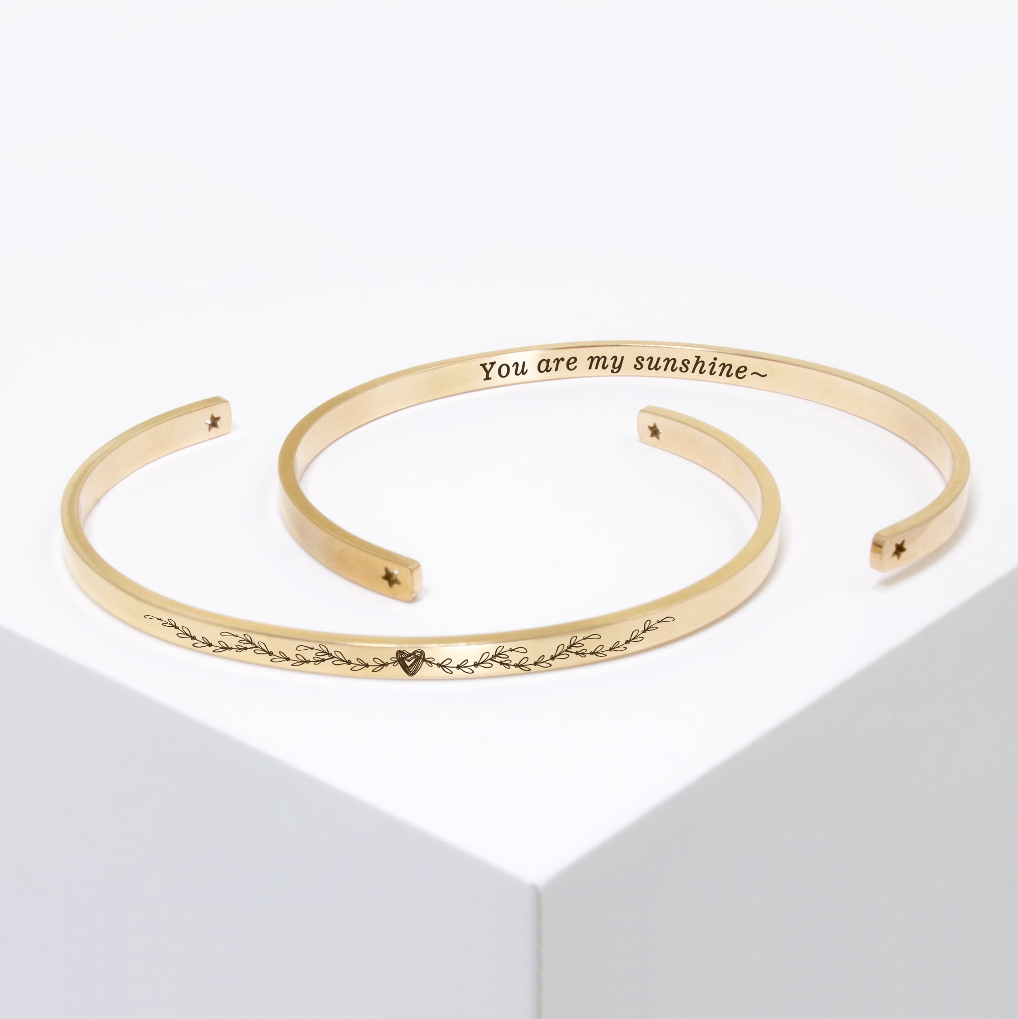 "You are my sunshine" Adjustable Rose Gold Stainless Steel Cuff Bangle Mother's Day Gift Set