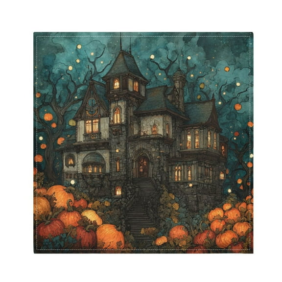 Qxltty Pumpkin Castle Napkins 20×20in Perfect for Parties Dinners Weddings Cocktail Housewarming Cloth Napkins Set of 6