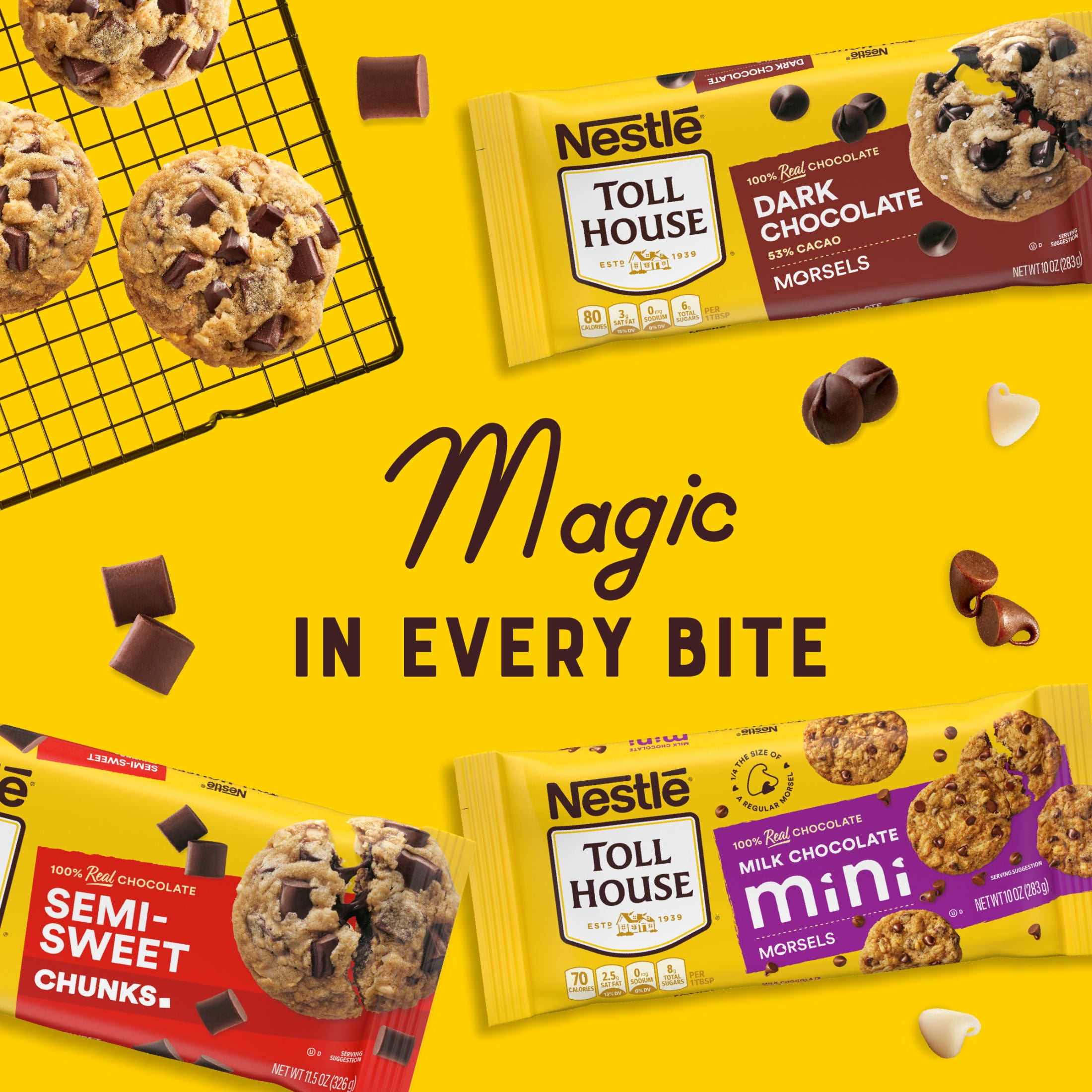 Nestle Toll House Semi Sweet Chocolate Chips Chunks for Valentine's Day Baking, 1 Bag, 11.5 oz