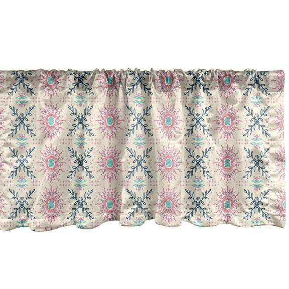 Ambesonne Floral Window Valance, Ornamental Floral and Hip, 54" X 12", Champagne and Multicolor