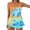 Orange, variant on Summer Bathing Suit for Women Print Top with Adjustable Straps with Matching Solid Short for Beach & Pool
