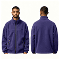 thumbnail image 5 of GUZOM Mens Full Zip Fleece Jacket,Loose Fit Stand Collar with Zipper Pockets,Purple,Size M, 5 of 7