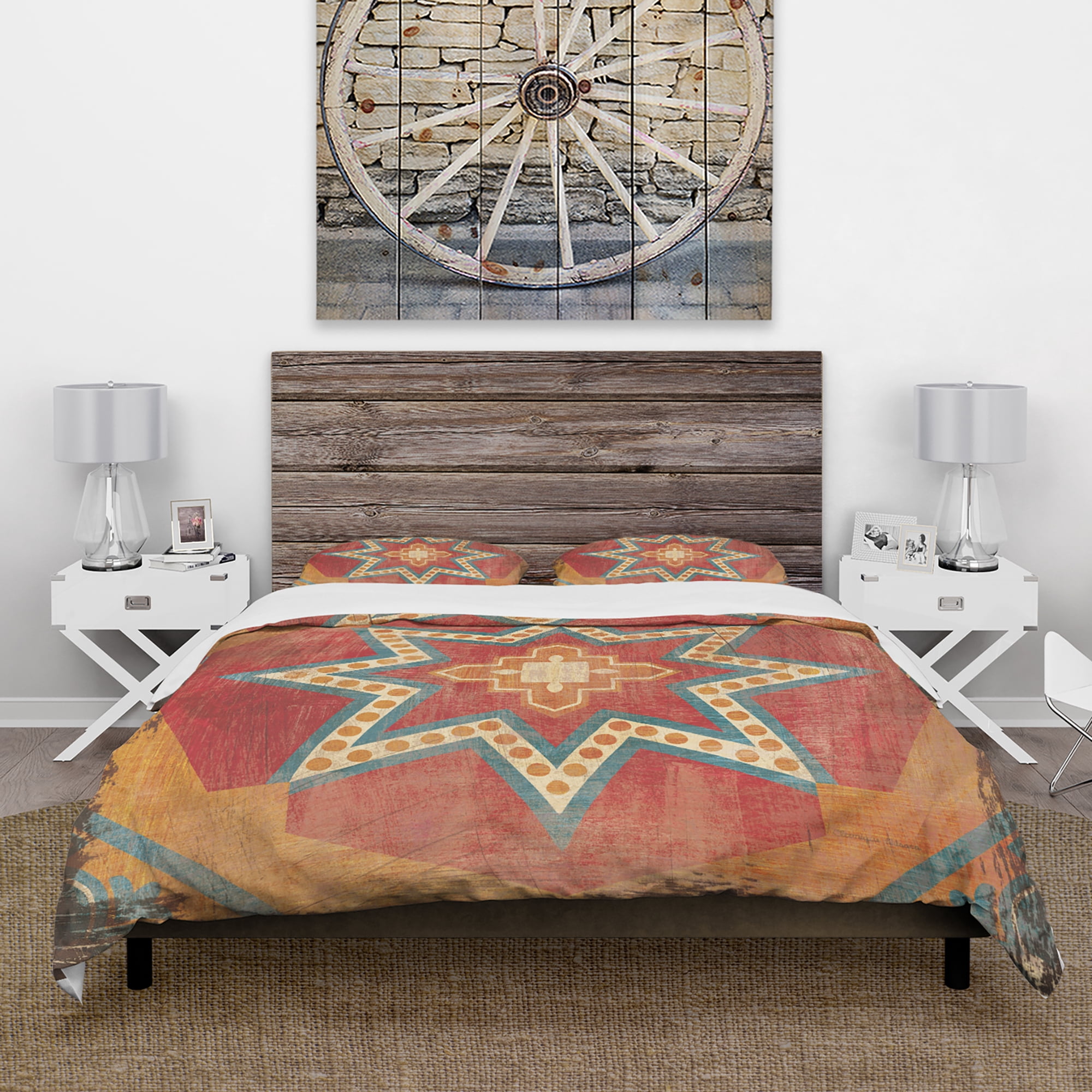 Designart 'Moroccan Orange Tiles Collage I' Cottage Duvet Cover Set