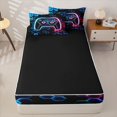 thumbnail image 4 of Erosebridal Cyber Hexagon Zipper Twin Comforter Sets with Fitted Sheet and 2 Pillowcases,Game Controller Print Zipper Bedding Set,Blue Pink Black,Black Reversible, 4 of 6