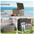 thumbnail image 7 of PATIOEASY 320 Gallon Deck Box, Resin Patio Storage Bench with Secure Latches, Waterproof Outdoor Toys Storage Box for Lawn Mowers, Sun Umbrellas-Coffee, 7 of 7