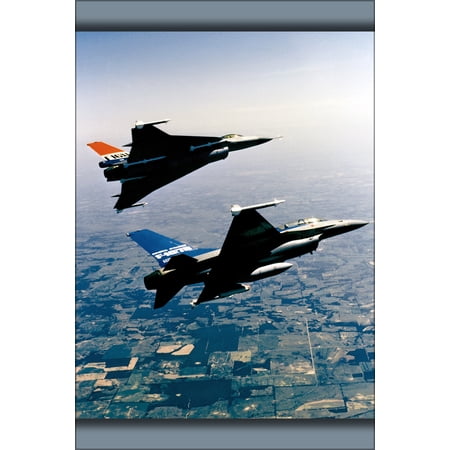 24"x36" Gallery Poster, F-16XL Fighting Falcon AIM-9 Sidewinder AIM-7 Sparrow F-16B
