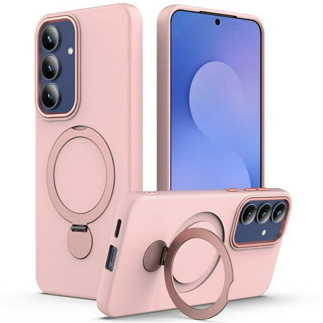 For Samsung Galaxy A17 / A26 / F17 / M17 Case (Compatible With MagSafe) With Invisible Magnetic O-Ring Stand Military-Grade Shockproof Phone Case,Pink