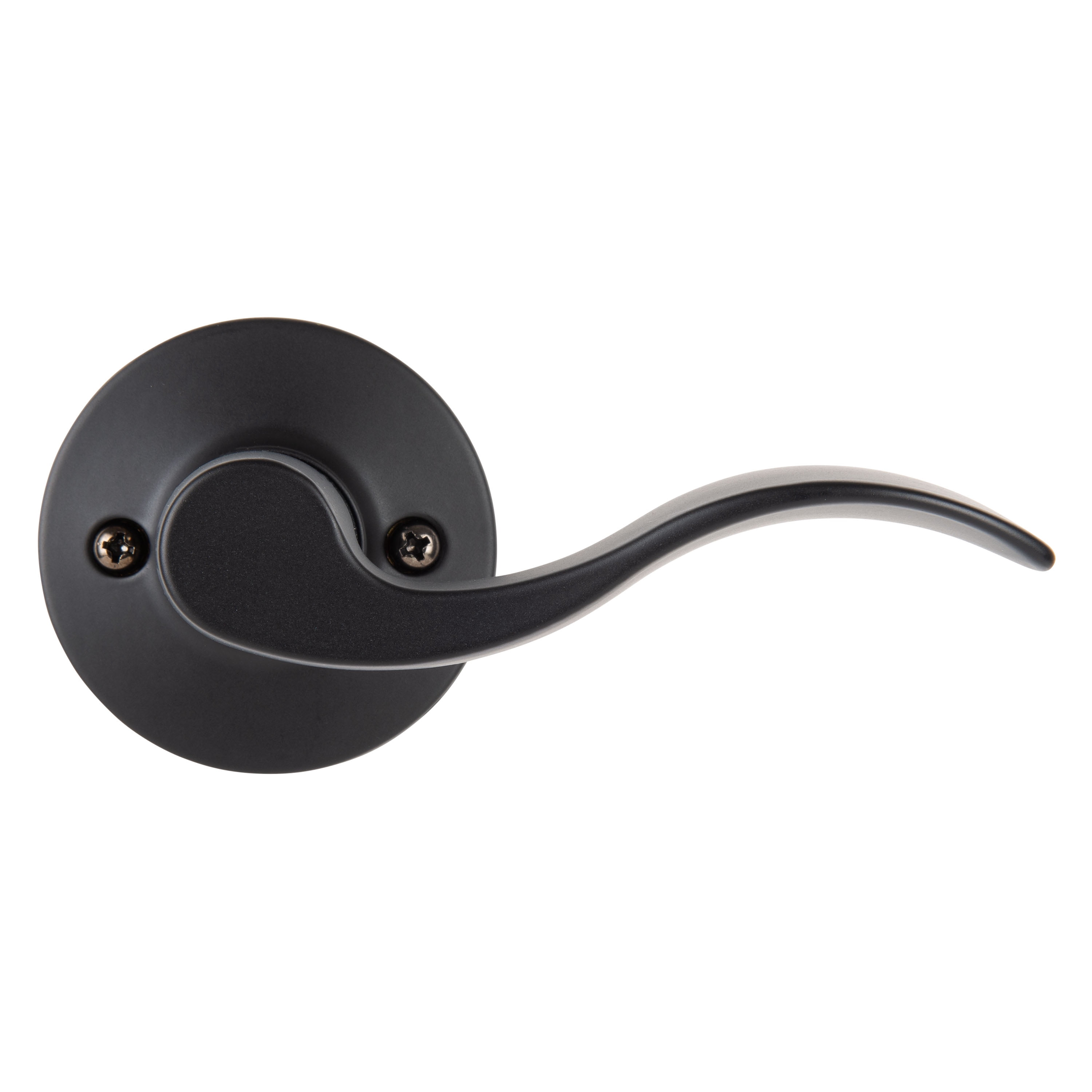 (2 pack) Brinks Non-Locking Passage Modern Wave Style Lever Doorknob, Matte Black Finish