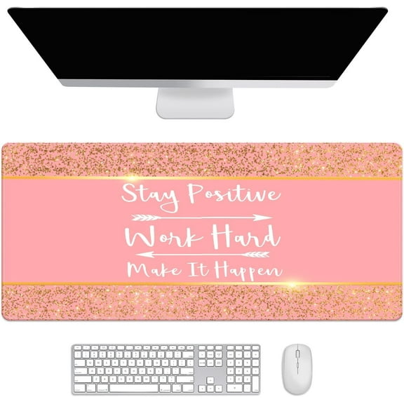 Golden Glitter Sparkle Desk Mat, Desk Accessory, Cute Workspace, Trendy Workspace, Trendy, 35.4x15.7in Large Gaming Mouse Pad, Cute Desk Topper, Pretty Desk Pad