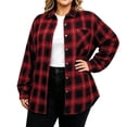 thumbnail image 3 of ClodeEU Women's Plus Size Plaid Button Down Shirt,Long Sleeve Collared Casual Oversized Shacket ,Women's L-XXXXXL, 3 of 5