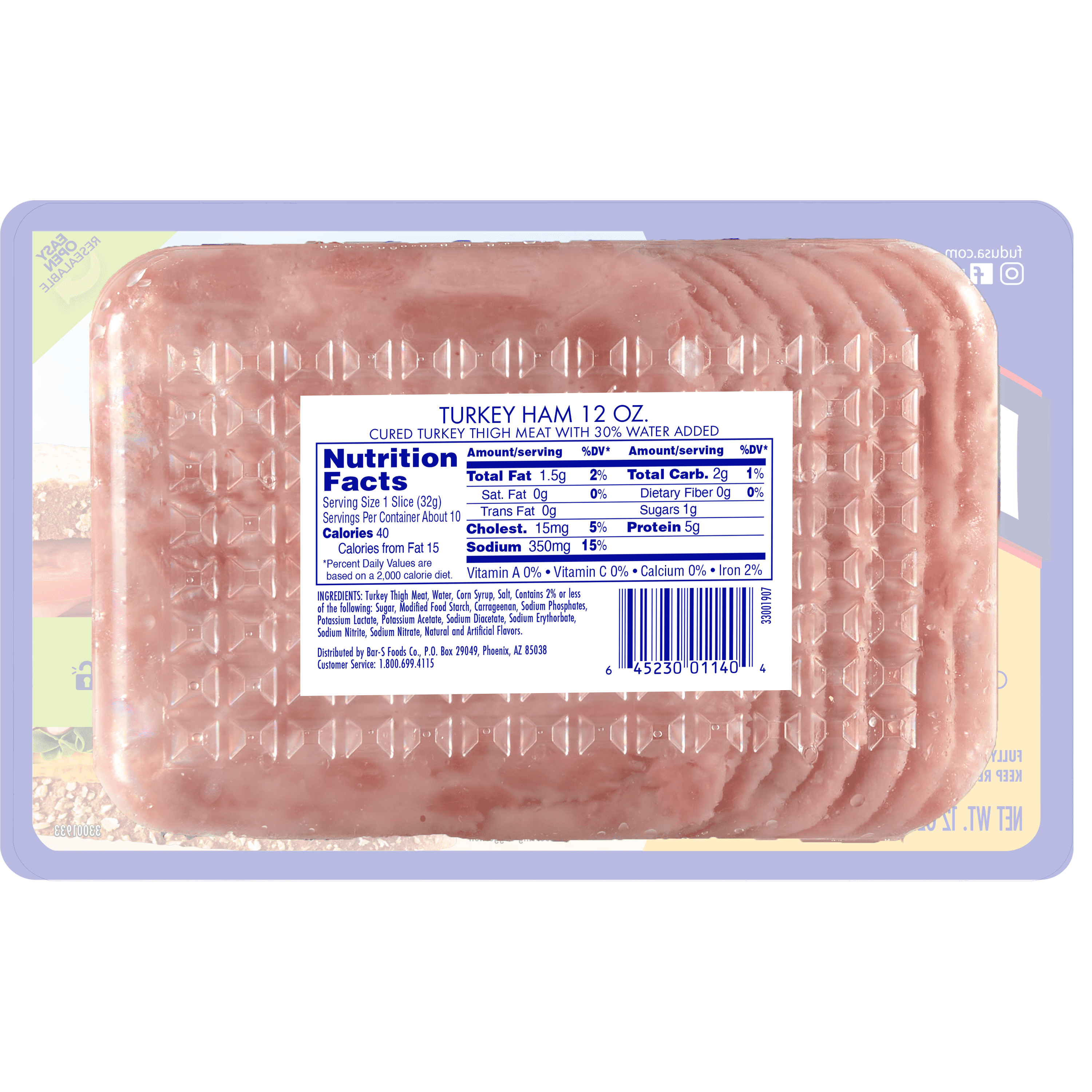 FUD Sliced Turkey Ham 12 oz. Resealable Pack, Refrigerated