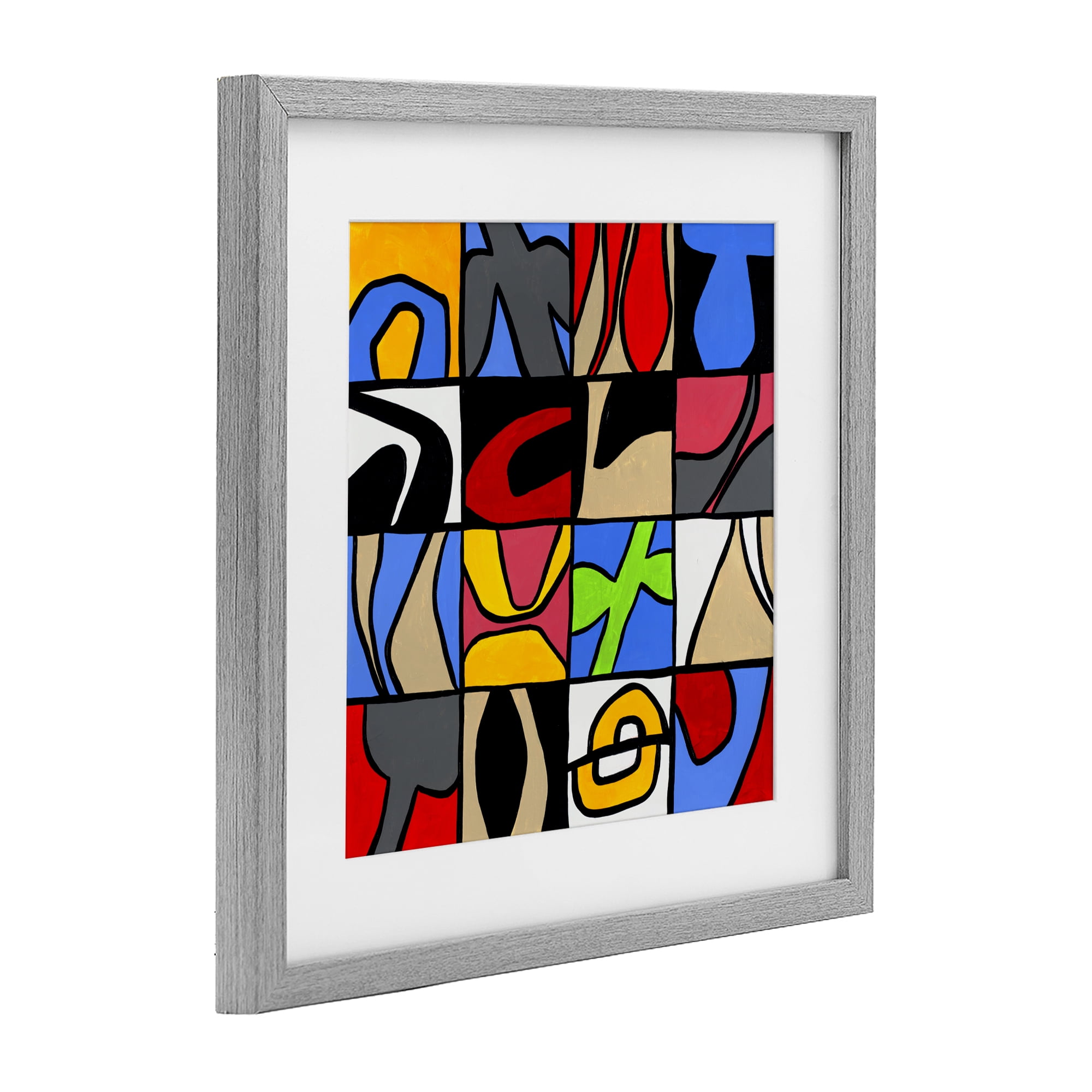 Stupell Industries Alternating Contrast Shapes Abstraction Gray Framed Print Under Glass, design by Ruth Fromstein