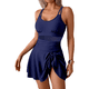 thumbnail image 1 of Traje de Baño de una Pieza para Mujer, Traje de Baño con Control de Abdomen, Tirantes Ajustables, Azul Marino, Talla L, 1 of 10
