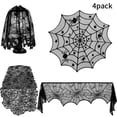 thumbnail image 1 of 4 Uds mantel de Halloween tela de araña murciélago tela de encaje y cubierta de lámparas decoración de Halloween, 1 of 7