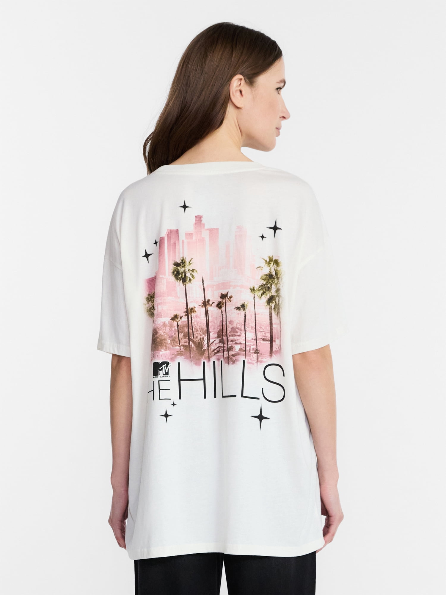 The Hills Women's Oversized Graphic Tee with Short Sleeves, Sizes