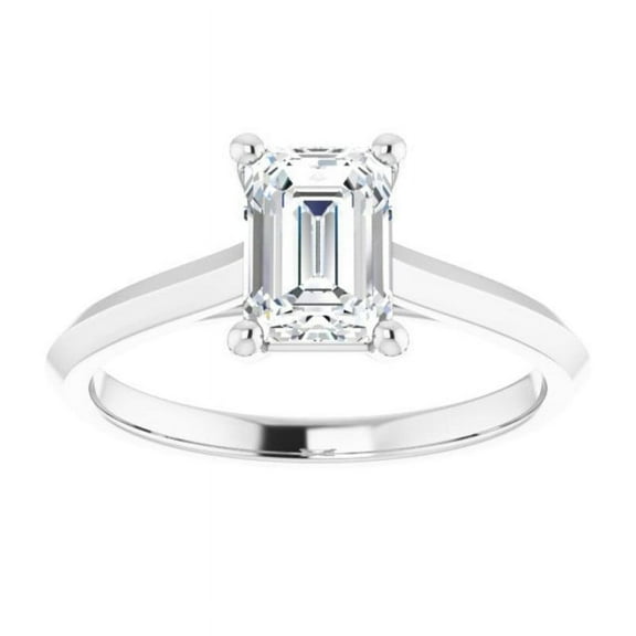 Dash Jewel Emerald Cut 1.9 Ct Lab Created Diamond Engagement Ring for Women's - 14K White Gold Plated Wedding Ring - Diamond Anniversary Gifts - Solitaire Women's Rings - Causal Stacking Ring