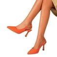 thumbnail image 3 of ZTTD Ladies Fashion Solid Color Leather Pointed Shallow Buckle Thin High Heeled Sandals Orange, 3 of 9