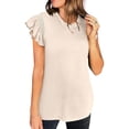 thumbnail image 3 of OSOLU Women Solid Color Summer New Ruffle Edged Fashion Sweet Fresh Versatile Tops T-Shirt Tee Comfort Dailywear, 3 of 8