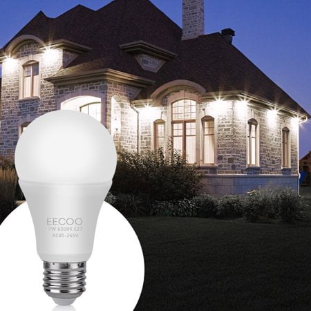 Haofy 12W Dusk to Dawn Light Bulb Built-in Photosensor Detection with Auto Switch Outdoor/Indoor Lamp for Porch Patio Garage Basement Hallway E26/E27,600lum,Cool White Smart Sensor LED Bulb