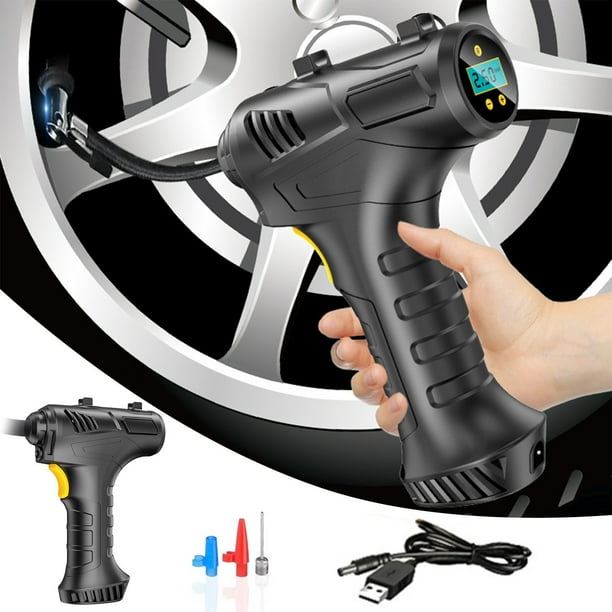 Accesorios para autos, accesorios para automóviles, compresor inflador de neumáticos, bomba portátil recargable a batería con manómetro digital para autos, motocicletas, colcha inflable