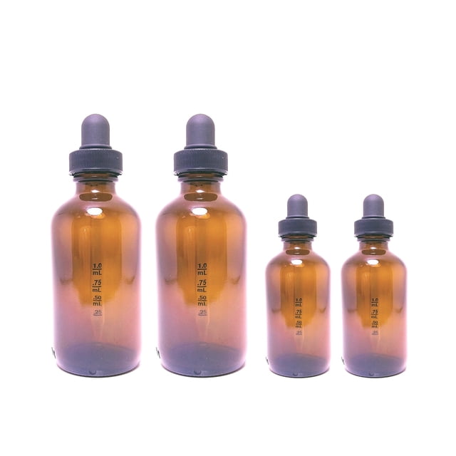 Perfume Studio® Calibrated Amber Glass Dropper Bottle Set (4 Pcs; 2 Four Ounce & 2 Two Ounce Bottles)