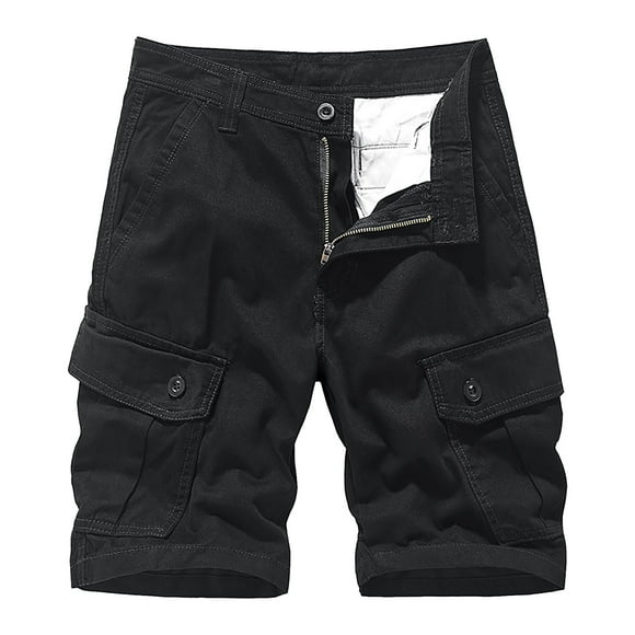 Mens Casual Shorts Elastic Waist Relaxed Fit Cotton Lightweight Quick Dry Hiking Work Cargo Mens Work Shorts Black 31