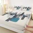 thumbnail image 3 of jejeloiu Vintage Abstract Geometric Full Size Sheets,Gray Cyan Graffiti Bed Sheets For Men Women 4pcs, 3 of 7