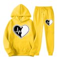 thumbnail image 2 of VBTAPA Womens 2 Piece Sweatsuit Love Heart Graphic Pullover Hoodies and Jogger Sweatpants Lounge Track Suits Set Casual Jogging Matching Suits Deals of Today Prime Yellow XL, 2 of 4