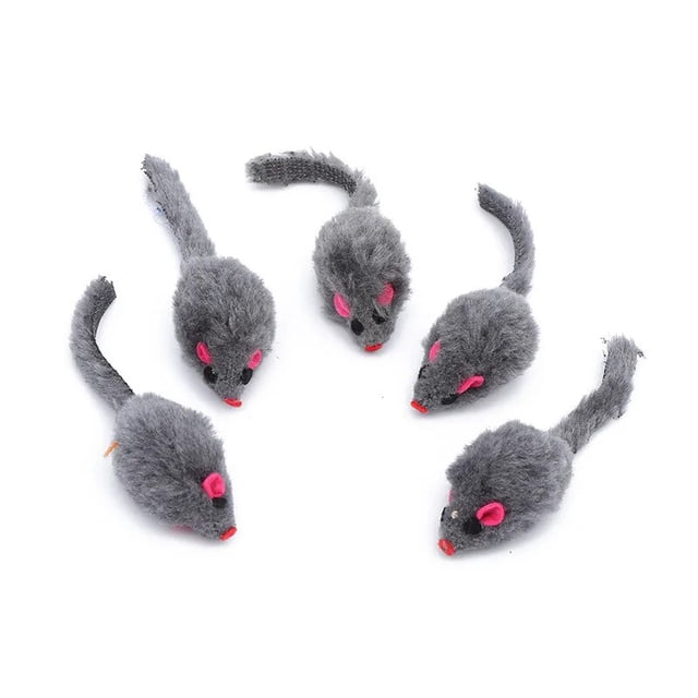 Ratón de simulación de hierba gatera para mascotas, juguete interactivo de felpa de 5 piezas, suministros de regalo para gatitos, Color aleatorio