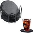 thumbnail image 1 of shiyou-6 Pack Slate Coaster, Black Stone Coasters, Handmade Coasters Set, 4 Inch Black Stone Coasters Bulk Cup Coaster Set for Bar Kitchen, 1 of 4