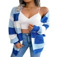 thumbnail image 3 of Cardigan en Tricot pour Femmes Manches Longues Ouvert devant Veste Rayée Automne Pull, 3 of 7