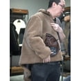 thumbnail image 6 of Man New Winter Fashion Coat Genuine Sheepskin Shearling Leather Jacket for Male Thick Warm Wool Liner Brown Plus Size for Weight 100kgs 110kgs,Brown,48, 6 of 7