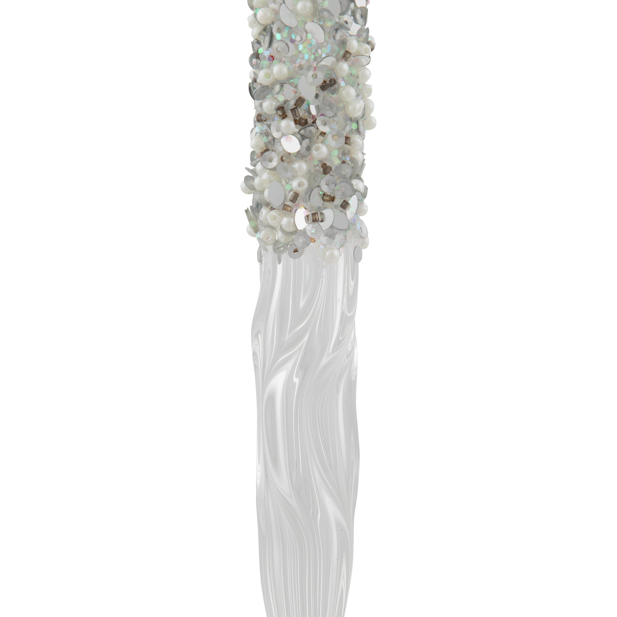 9" Translucent Glass Icicle With Glitter And Beads Christmas Ornament