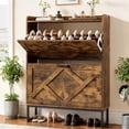 thumbnail image 4 of Skyhill Shoe Cabinet with 2 Flip Drawers,Farmhouse Shoe Organizer for Entryway,Brown, 4 of 11