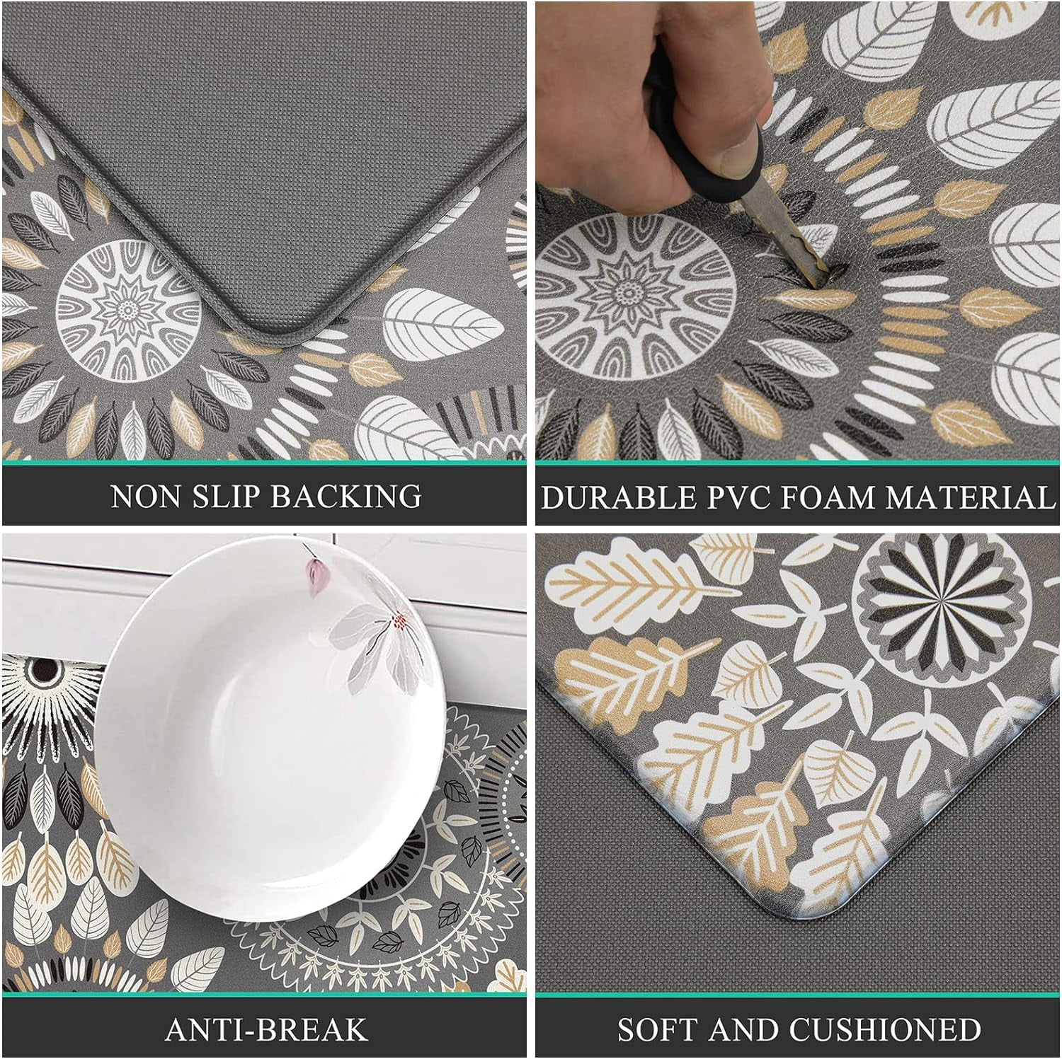 Boho Kitchen Rugs Set of 2 Anti Fatigue Mats for Kitchen Floor Cushioned Kitchen Rugs and Mats Non Skid Waterproof Kitchen Runner Comfort Standing Mat