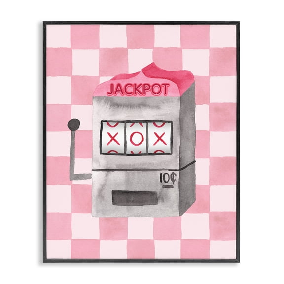 Jackpot Slot Machine Black Framed Giclee Art, design by Nina Jacobs