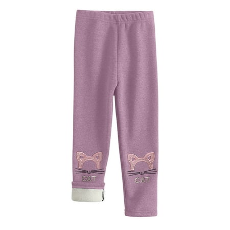 

Fleece Lined Leggings For Little Girls Clearance Sales Autumn Winter Baby Girls Pants Elastic Pants Printed Brushed Warm Casual Leggings 3-4 Years