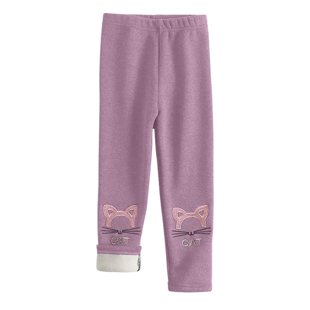 Leggings Para Niños Medias Para Bebés Otoño Invierno Pantalones Para Niñas Pantalones Elásticos Impreso Cepillado Cálido Leggings Casuales Púrpura Odeerbi LM103-10906