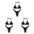 thumbnail image 2 of Greeniant Traje de baño Sexy para mujer, ropa de playa de Color sólido, ropa de playa, correas ajustables, ropa de secado rápido para piscina Negro S 3Conjunto, 2 of 6
